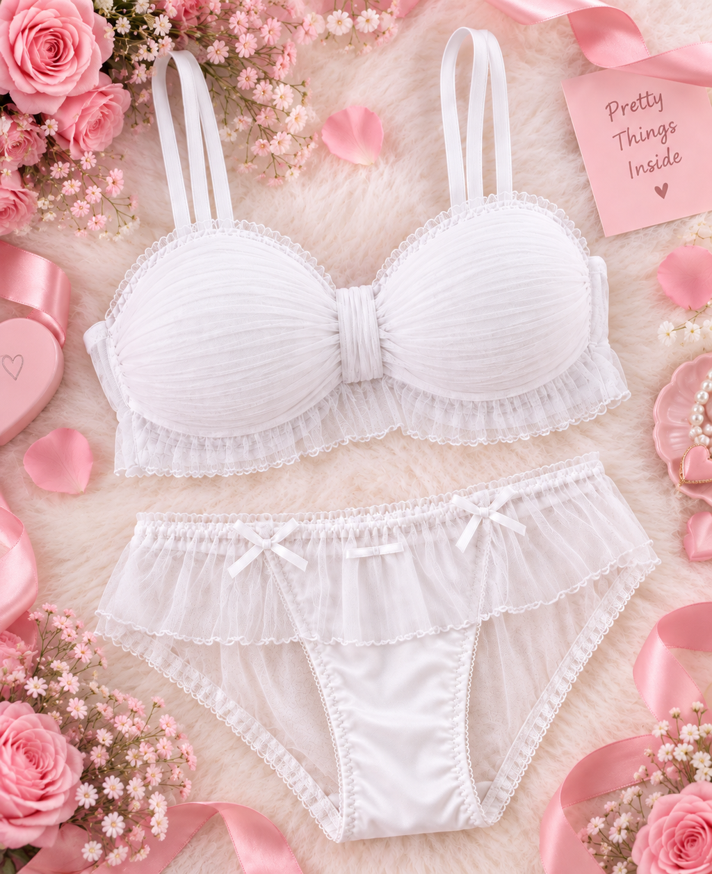 Pack of 3 Blush Blossom Lingerie Set