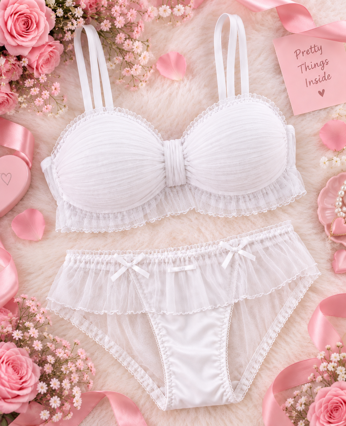 Pack of 3 Blush Blossom Lingerie Set