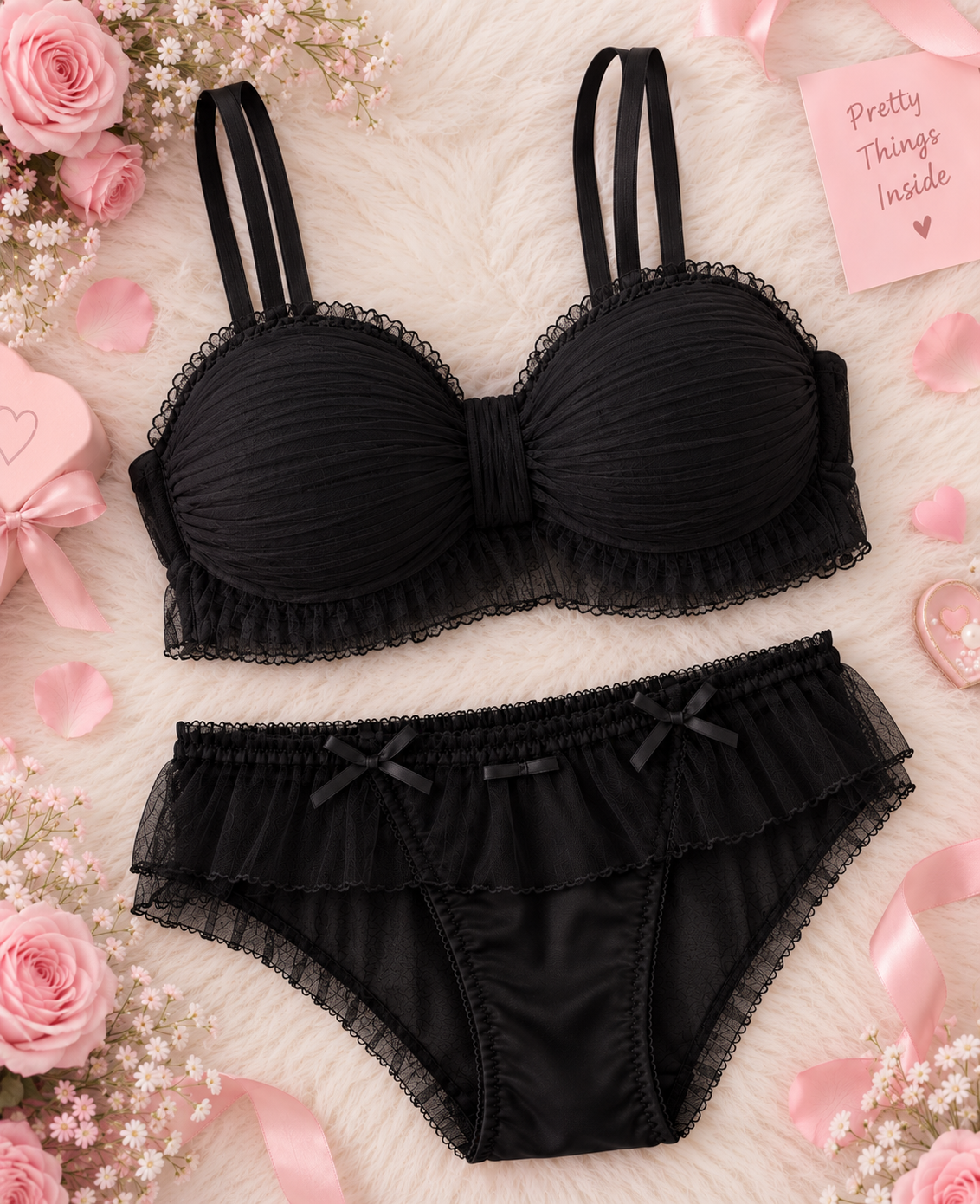 Pack of 3 Blush Blossom Lingerie Set