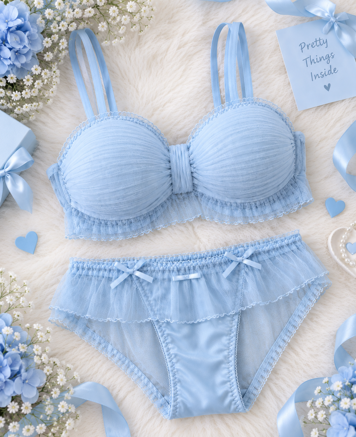 Pack of 3 Blush Blossom Lingerie Set