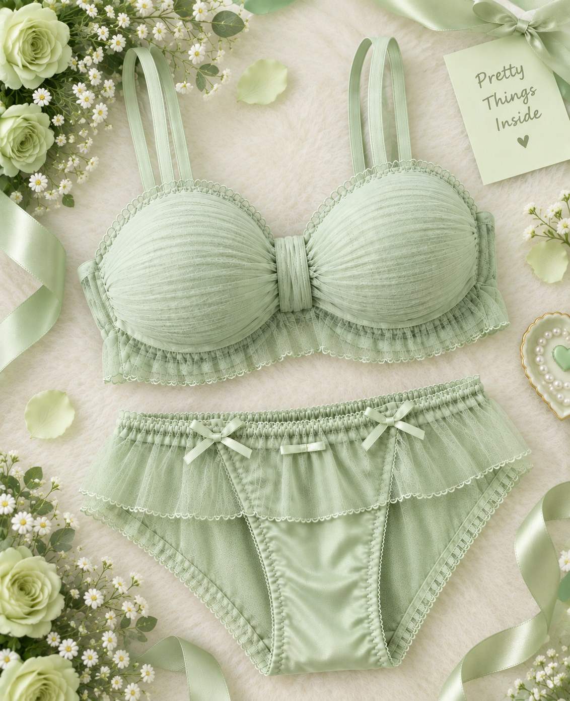 Pack of 3 Blush Blossom Lingerie Set