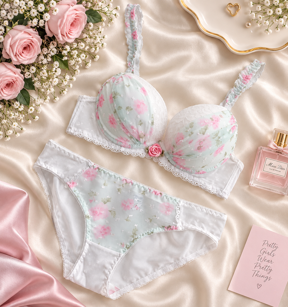 Pack of 3 Rosy Blossom Lace Bra