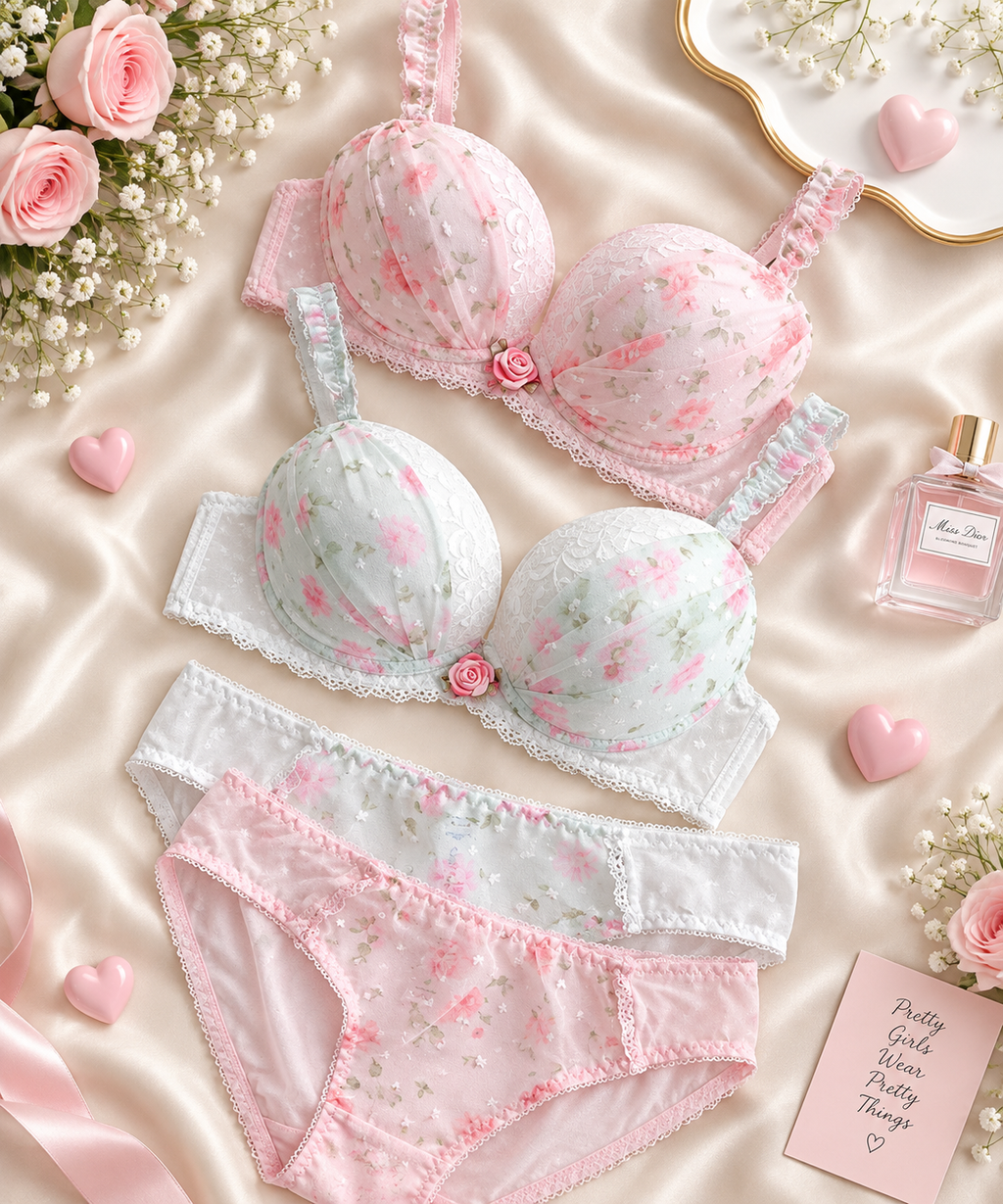 Pack of 3 Rosy Blossom Lace Bra