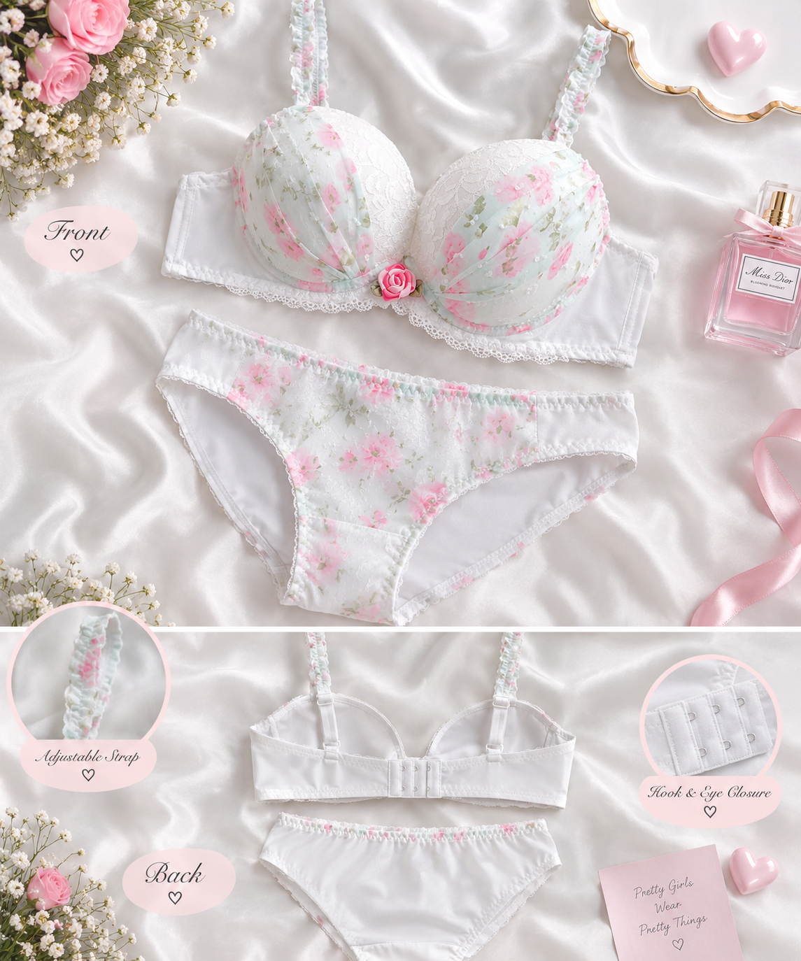 Pack of 3 Rosy Blossom Lace Bra