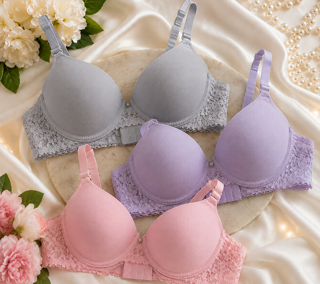 Pack of 3 - Premium Lace Push-Up Bra