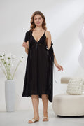 6-Piece Pure Silk Nightwear Set - Marvella Black