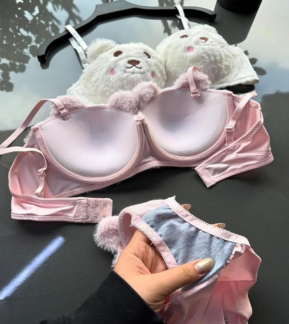 ✨Fluffy Bunny Plush Bra & Panty Set – Cute Soft Comfort Lingerie