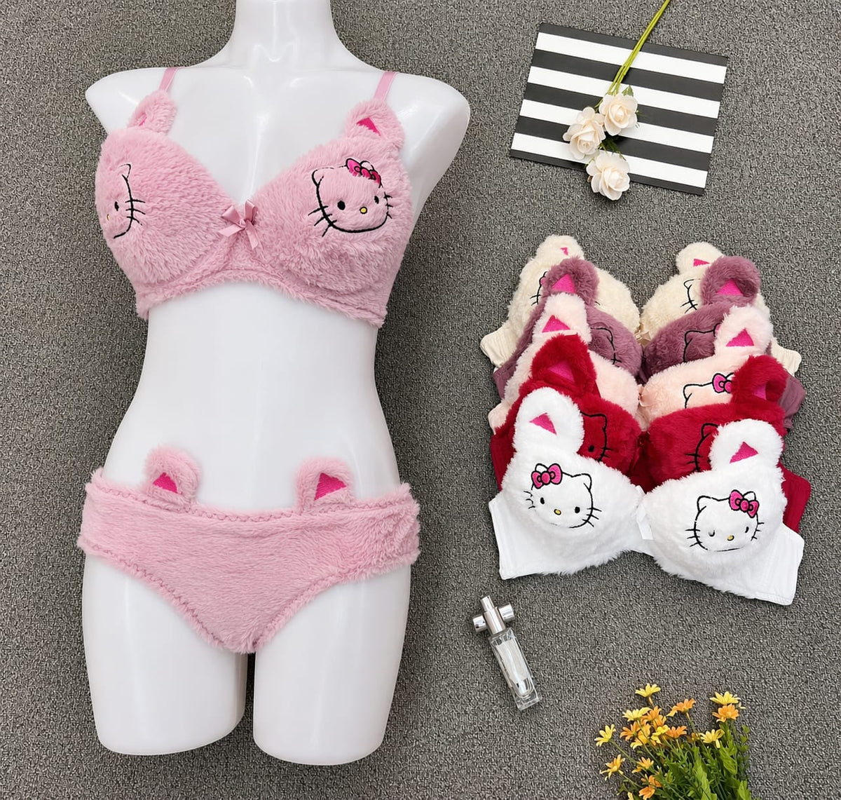 ✨Fluffy Bunny Plush Bra & Panty Set – Cute Soft Comfort Lingerie