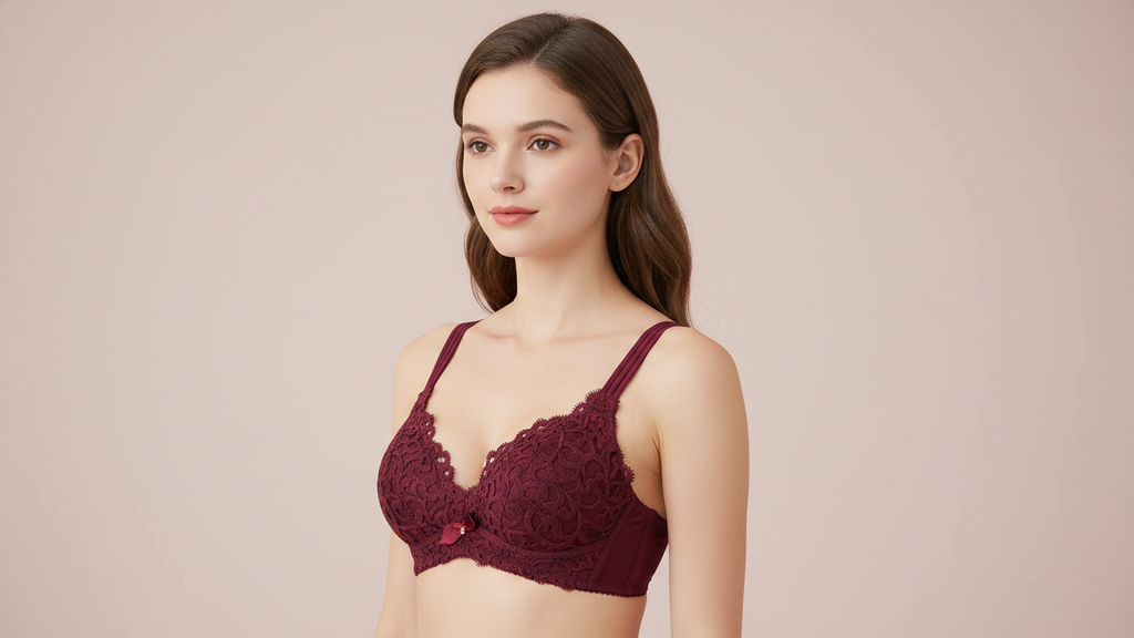 Double Stripped Single Padded Floral Design Bra & Panty Set